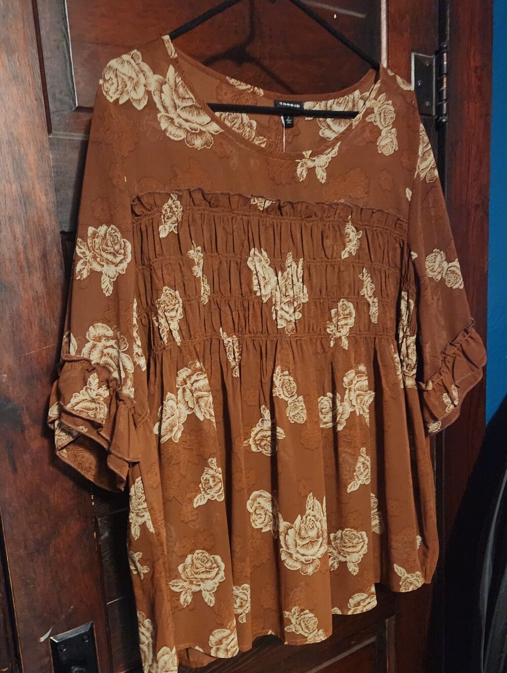 TORRID Mossimo Supply Co. Brown Tunic with Cream Floral Print
